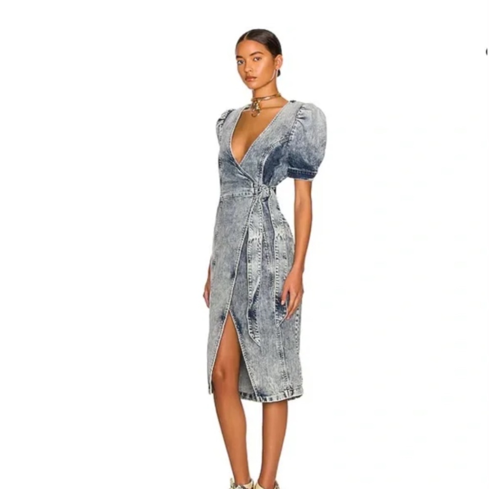 RETROFETE Zelda Denim Wrap Dress Size XS/NWT Retail $545 - Picture 5 of 5